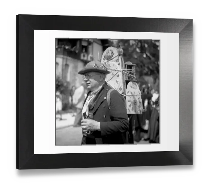 Framed Print : Black Forest Watch Seller Print, 1955