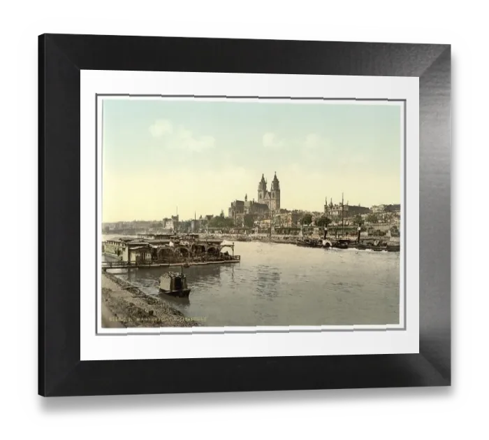 Framed Print : Historic Magdeburg Print, 1890s reproduction