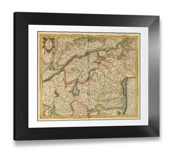 Framed Print : Digital Print of 1623 Atlas Map, Tyrol Region