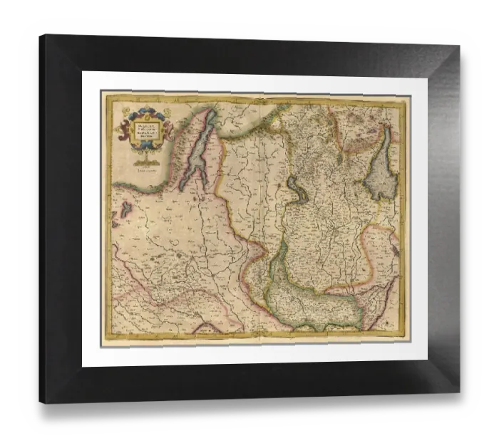 Framed Print : Gerhard Mercator's 1623 Print of Emilia Romagna Framed Print : Gerhard Mercator's 1623 Print of Emilia Romagna