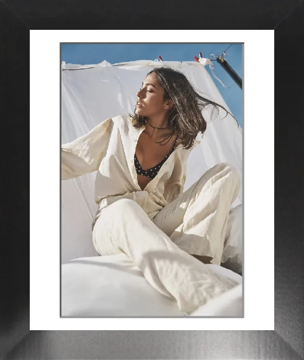 Framed Print : Woman on Rooftop Summer Print Framed Print : Woman on Rooftop Summer Print