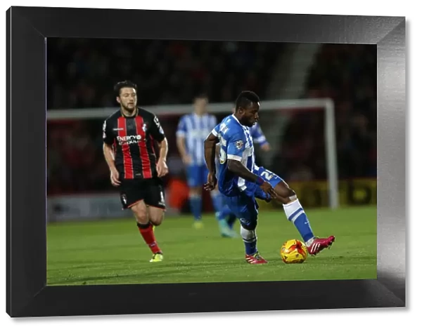 Kazenga LuaLua of Brighton and Hove Albion in Action at Bournemouth's Goldsands Stadium during SkyBet Championship Match, November 2014
