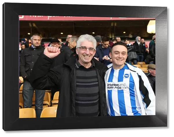 Brighton and Hove Albion Fans Passionate Support at Wolverhampton Wanderers Championship Match (20DEC14)