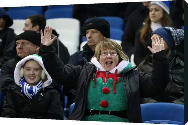 Passionate Moment: Brighton and Hove Albion Fans in Full Swing at American Express Community Stadium vs. Reading (26DEC14)
