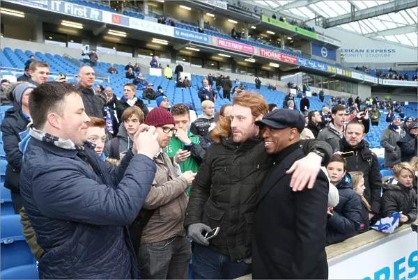 Brighton & Hove Albion vs Arsenal: Ian Wright Amidst Excited Fans at the FA Cup Match (25Jan15)