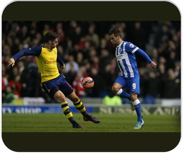 Brighton & Hove Albion's Sam Baldock Goes Head-to-Head Against Arsenal in FA Cup Showdown, January 2015