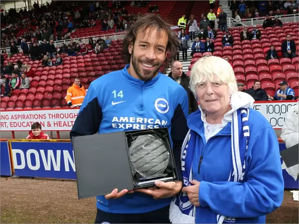 Brighton and Hove Albion: Fans Honour Player of the Season at Middlesbrough Championship Match, May 2015