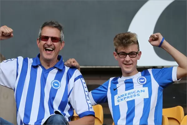 Brighton and Hove Albion Fans Passionate Showing at Molineux Stadium during Sky Bet Championship Match vs. Wolverhampton Wanderers (September 2015)