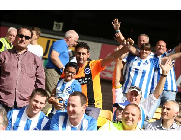 Brighton and Hove Albion Fans Passionate Showing at Molineux Stadium During Sky Bet Championship Match vs. Wolverhampton Wanderers (September 2015)