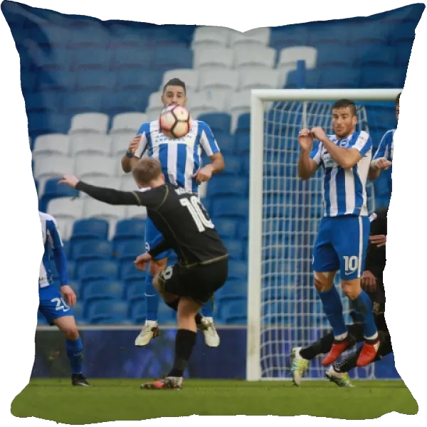 Brighton and Hove Albion Defend Against Ben Reeves Free-Kick in FA Cup Clash vs. Milton Keynes Dons (07JAN17)