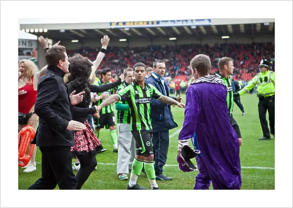 Brighton & Hove Albion: Liam Bridcutt Celebrates with Fans After Securing Promotion vs Barnsley (April 28, 2012)