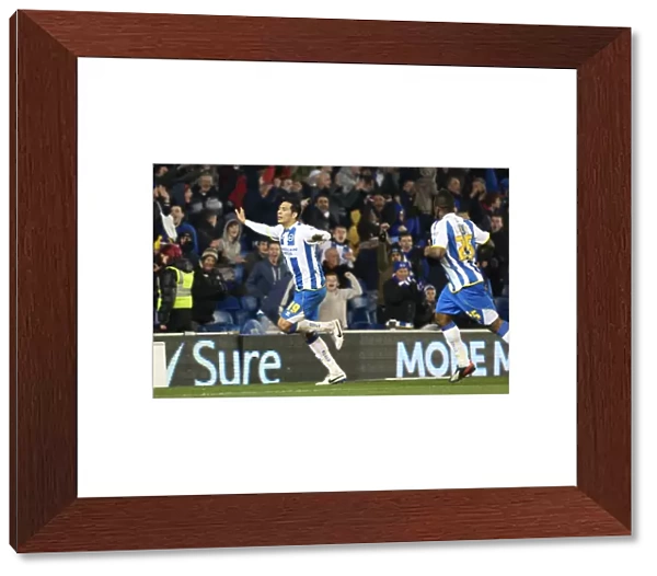 Brighton & Hove Albion's Leonardo Ulloa Celebrates Goal Against QPR, Skybet Championship 2014