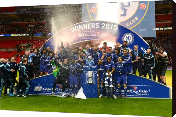 Chelsea Celebrates Capital One Cup Victory: Chelsea vs. Tottenham Hotspur at Wembley Stadium (March 1, 2015)