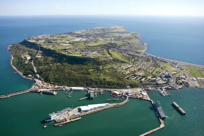 Framed Print : Aerial View of Portland Harbour Print Framed Print : Aerial View of Portland Harbour Print