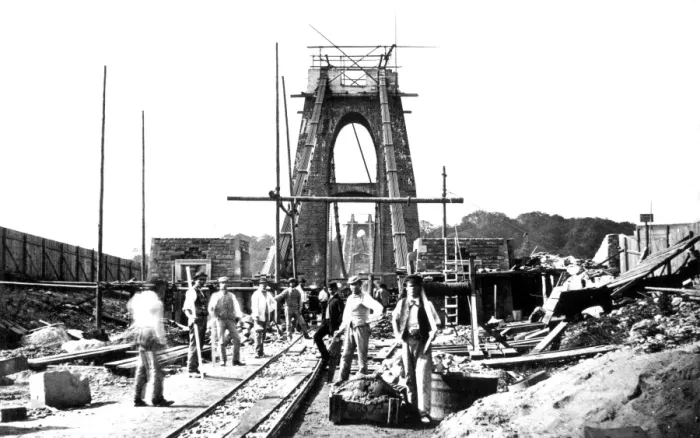 Framed Print : Print of Clifton Suspension Bridge under construction Framed Print : Print of Clifton Suspension Bridge under construction
