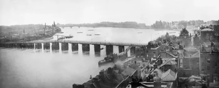 Framed Print : Print of Old Battersea Bridge, London Framed Print : Print of Old Battersea Bridge, London