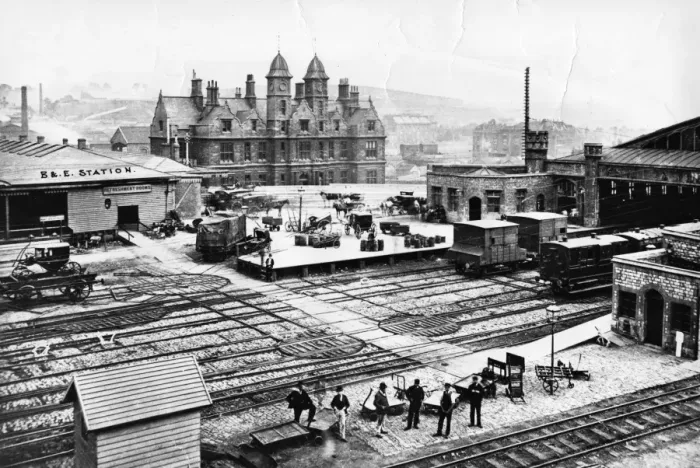 Framed Print : Print of Bristol and Exeter Railway Station, 1870