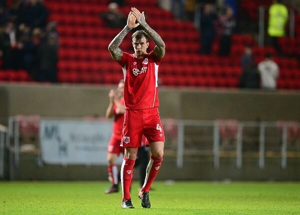 Aden Flint Applauding Ecstatic Fans: Bristol City vs. Fleetwood Town, FA Cup Third Round, Ashton Gate
