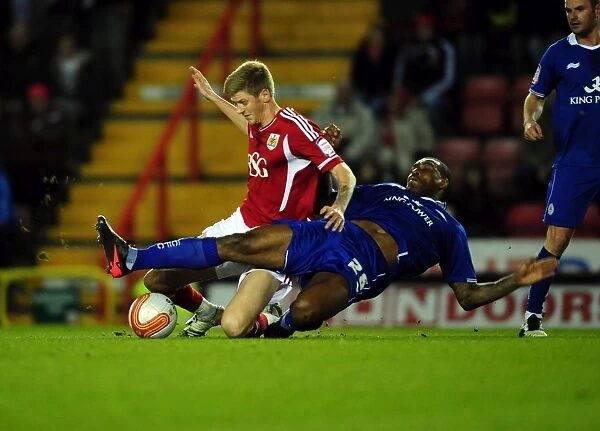 Battling for the Ball: Jon Stead vs Wes Morgan, Bristol City vs Leicester City, 2012