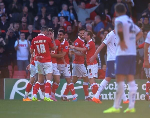 Thrilling Goal Celebration: Wes Burns and Bristol City Team Mates