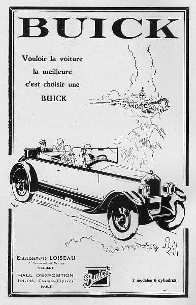 Advert for Buick automobiles, 1928, Paris