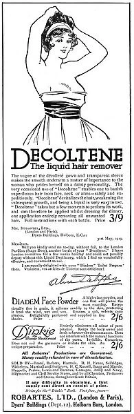 Advertisement for Decoltene liquid hair remover