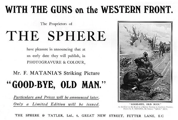 Ad for Goodbye Old Man by Matania, WW1