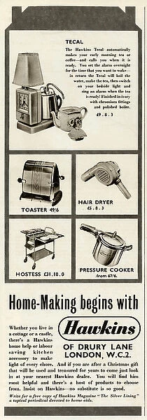 Advert for Hawkins kitchen accessories 1952