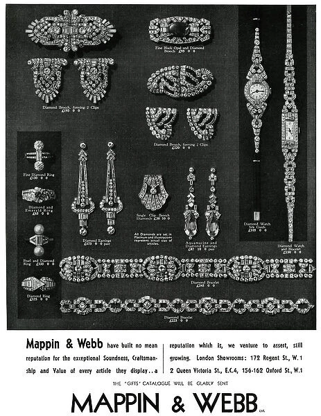 Advert for Mappin & Webb fine jewellery 1936