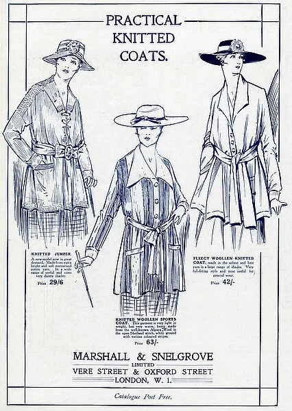 Advert for Marshall & Snelgrove knitted clothing 1917