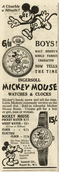 Advertisement for Mickey Mouse watch 1933 Our beautiful Wall Art and Photo Gifts include Framed Prints Photo Prints Poster Prints Canvas Prints Jigsaw Puzzles Metal Prints and so much more
