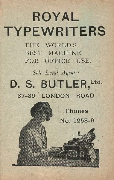 Advertisement for Royal Typewriters, Ds Butler Ltd, Derby