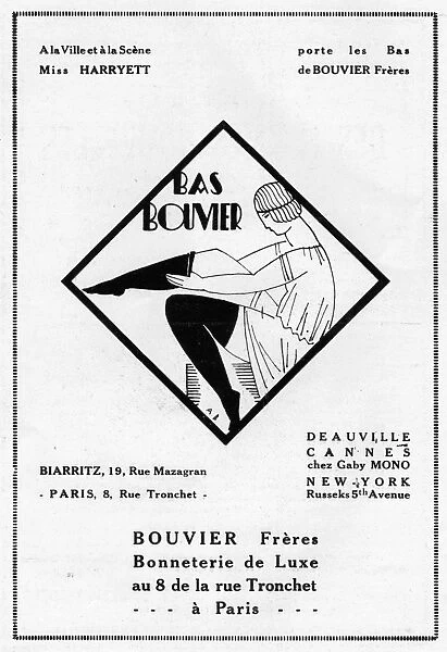 Advert for stockings by Bouvier, 1926, Paris