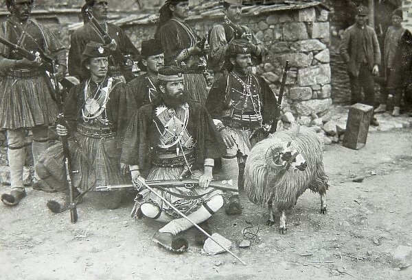 Albanian soldiers in traditional costume