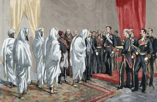 Alphonse XII receiving the congratulations of the Moroccan e
