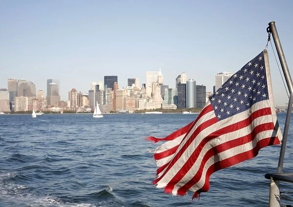 American Flag and New York skyline