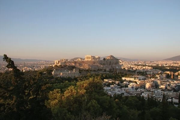 Athens. Panoramic view of the Acropolis. Sunset