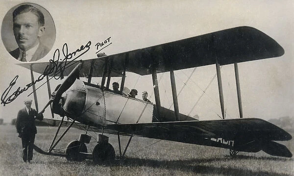 Avro 504K with inset of pilot Edward Jones