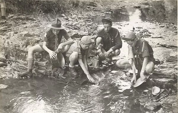 Belgian boy scouts camping in the Ardennes