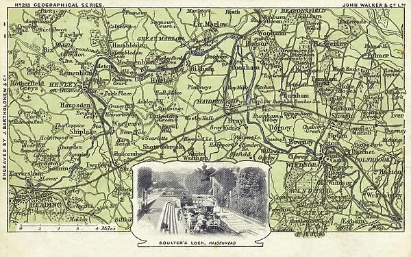 Berkshire map and inset photo of Boulters Lock, Maidenhead