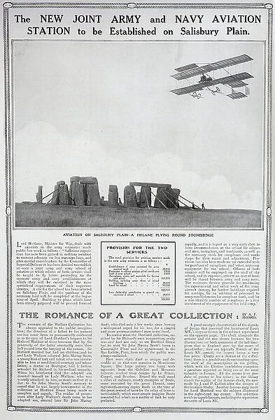 Biplane over Stonehenge