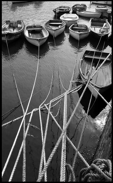 boats tied up in harbour St Ives