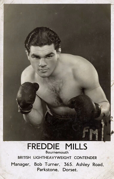British Boxer Freddie Mills - signed postcard from 1941