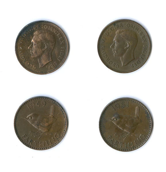 British coins, two George VI farthings