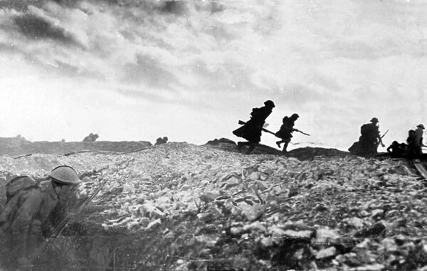 British soldiers in combat on the Western Front, WW1
