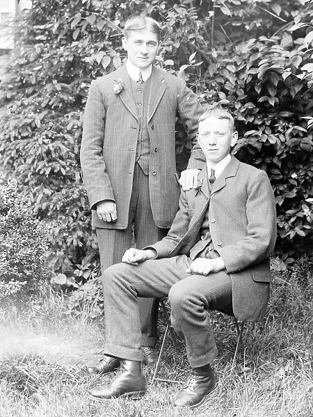 Two brothers in a garden, Mid Wales