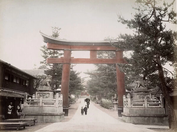 c. 1880s Japan - Inari temple at Fushimi, torii