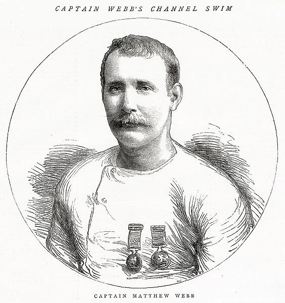 Captain Matthew WEBB (1848 - 1883), who on 24 August 1875 was the first person to swim the English Channel Date: 1875