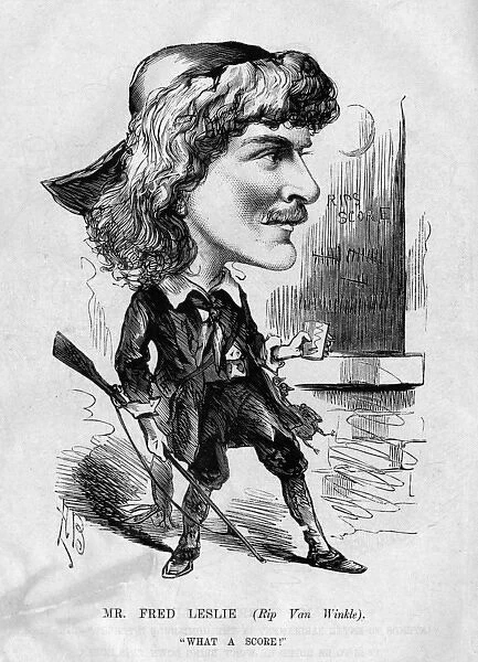 Caricature of Fred Leslie, English actor and singer