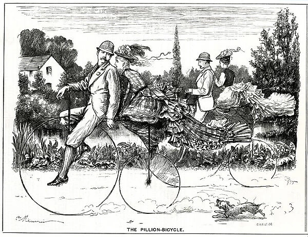 Cartoon, Pillion-bibycle 1875